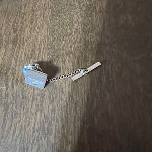 SIMMONS 1/20 12K Gold Filled Tie Tack Lapel Pin Silver Tone Square